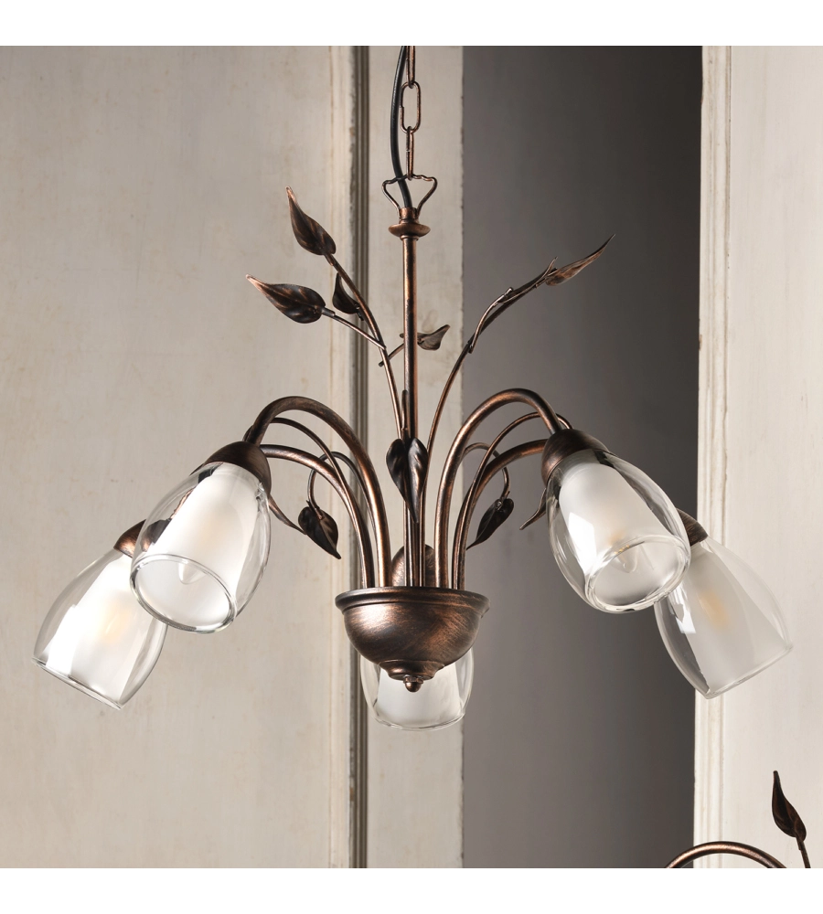LAMPADARIO 5 LUCI ONLI "LILIANA" BRONZO E14